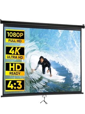 Manual 100" Projection Screen with  Black Trim